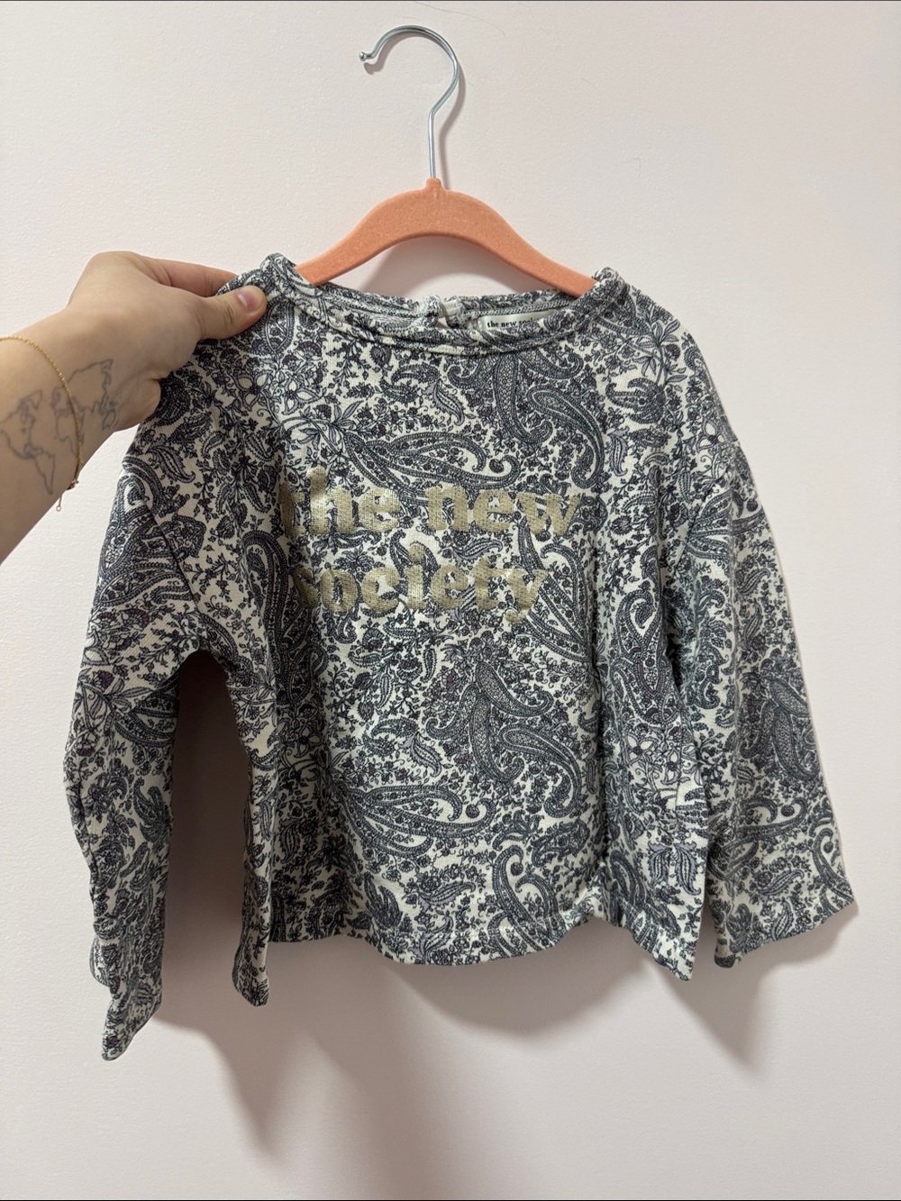 The New Society Kids Black & White Paisley Pullover Sweatshirt